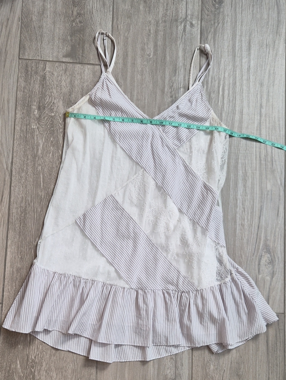 Women’s Striped Lace-trim-high Low Sun Dress White/Light Gray
